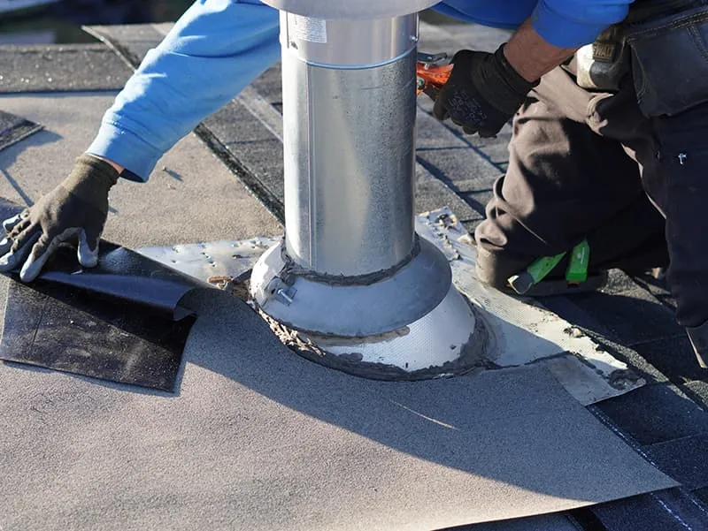 Roof repairs in progress on a Calgary home.